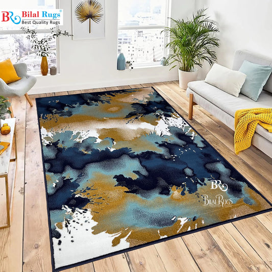 Modern polypropylene Rug,back woven.
(Article-1777-Blue) 
Size : 5 ft width x 7.3 ft length ( 150 cm x 220 cm)