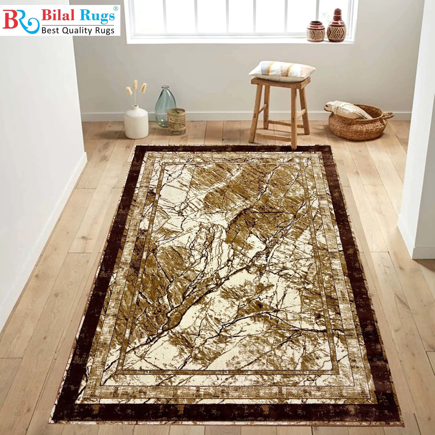 Modern  polypropylene Rug,back woven(Article-400-off white, brown)