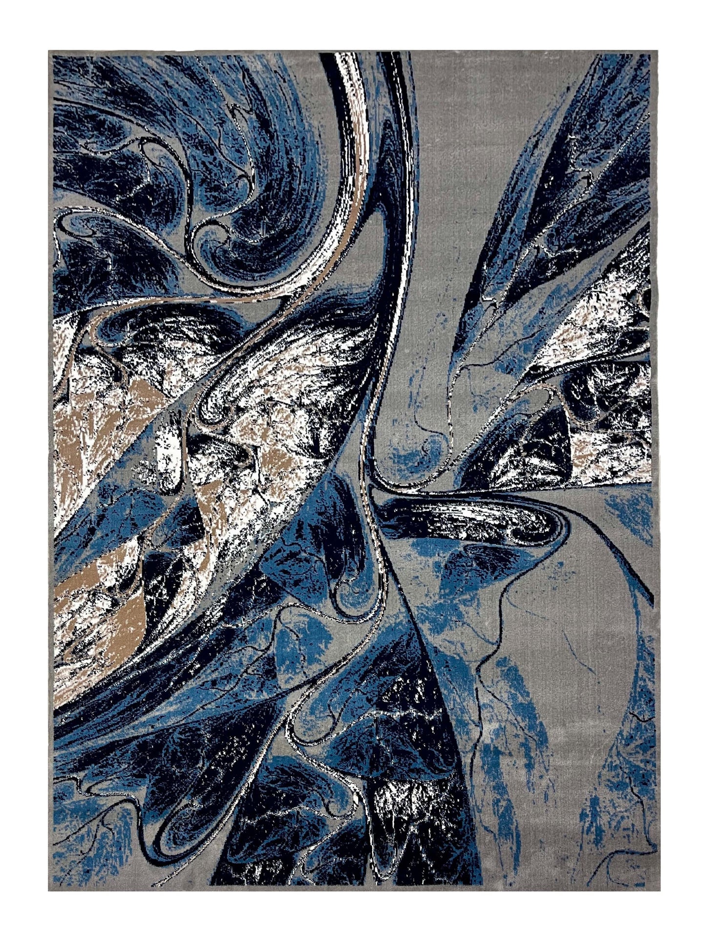 Modern polypropylene Rug,back woven(Article-4422-Grey , Blue)