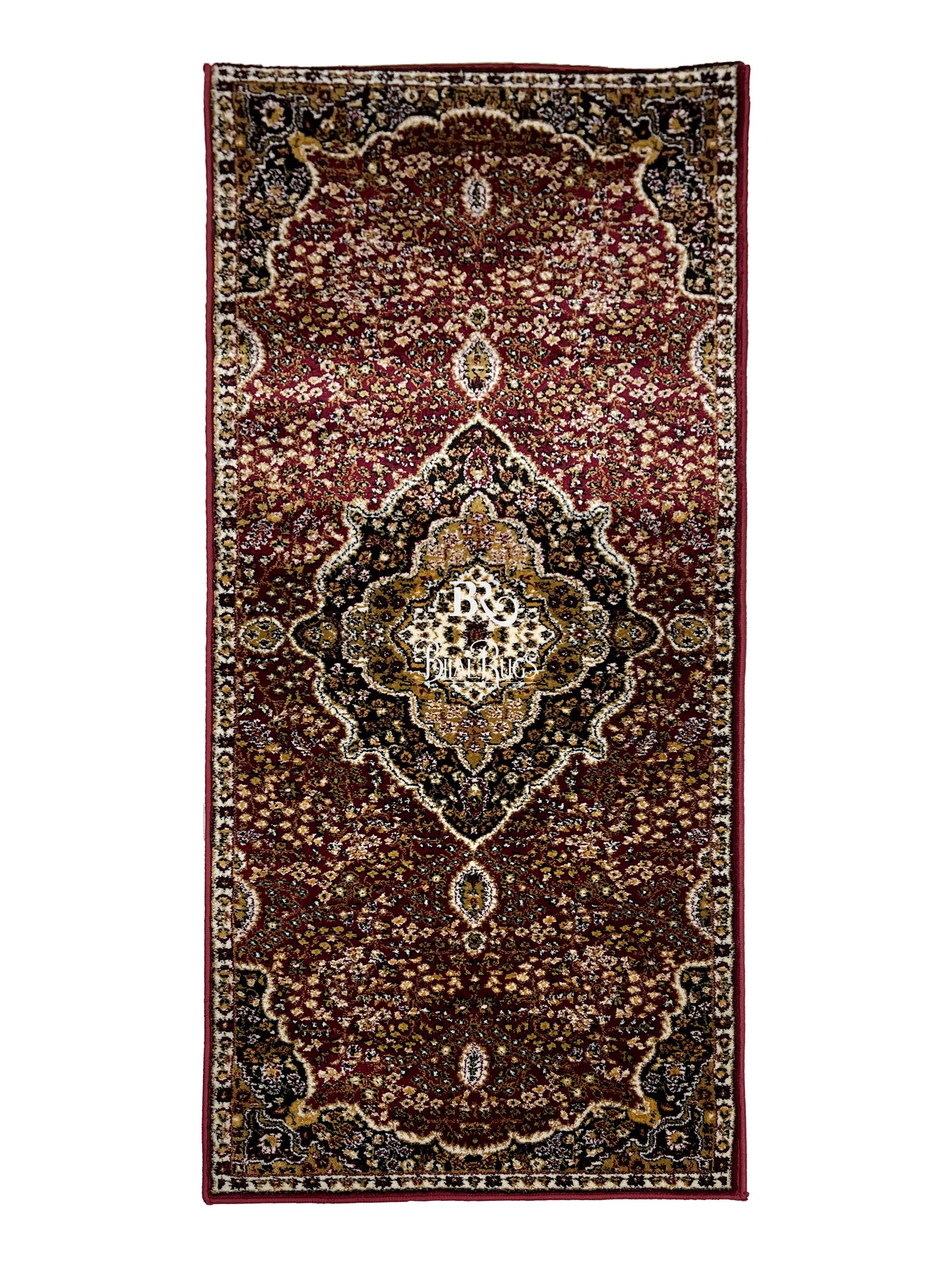 Red Persian Polypropylene Woven Rug.  Size : 2.6 ft width x 6.6 ft length  (80 cm x 200cm)