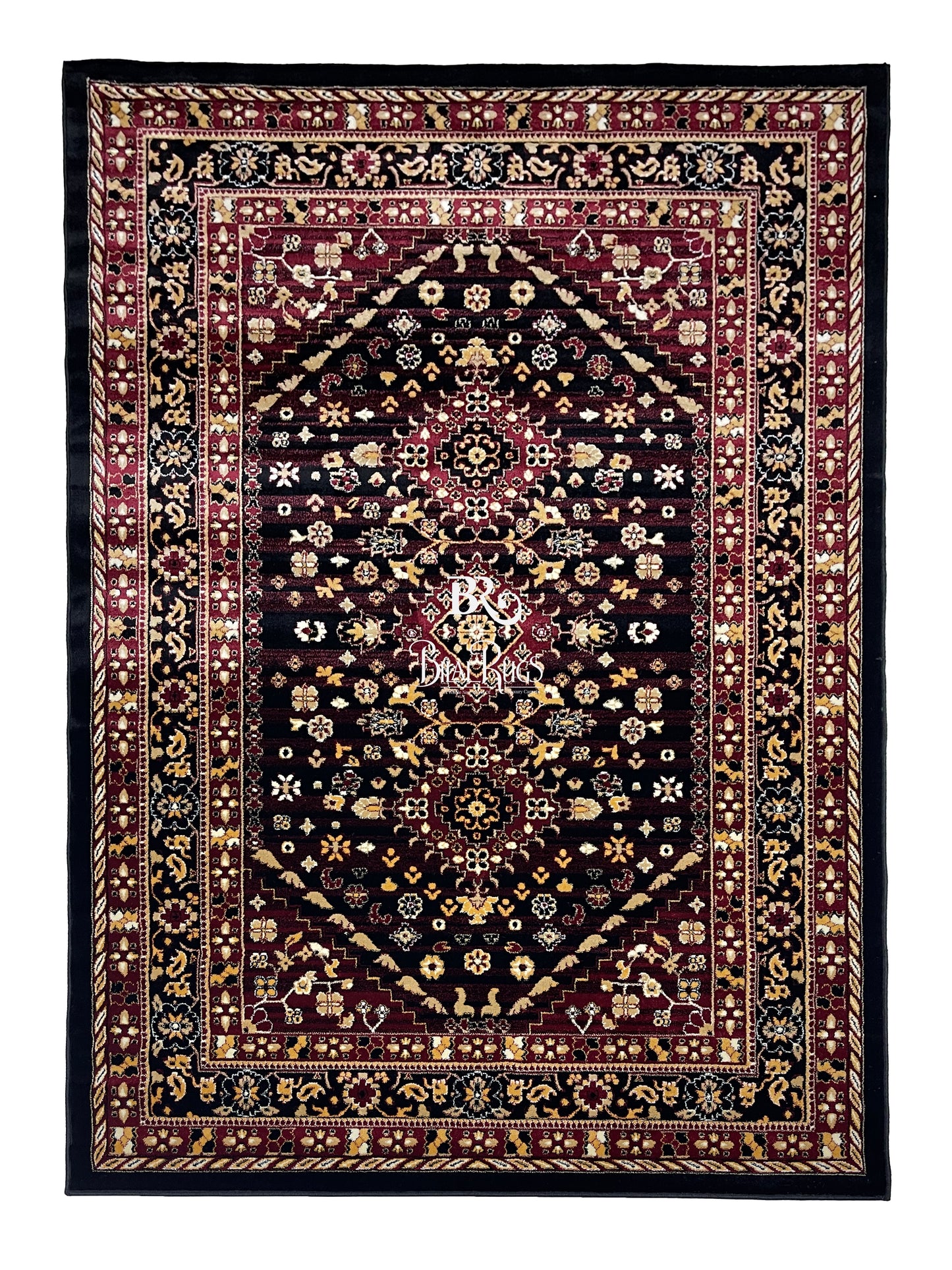 Persian polypropylene Rug,back woven(Article-23-Black)
