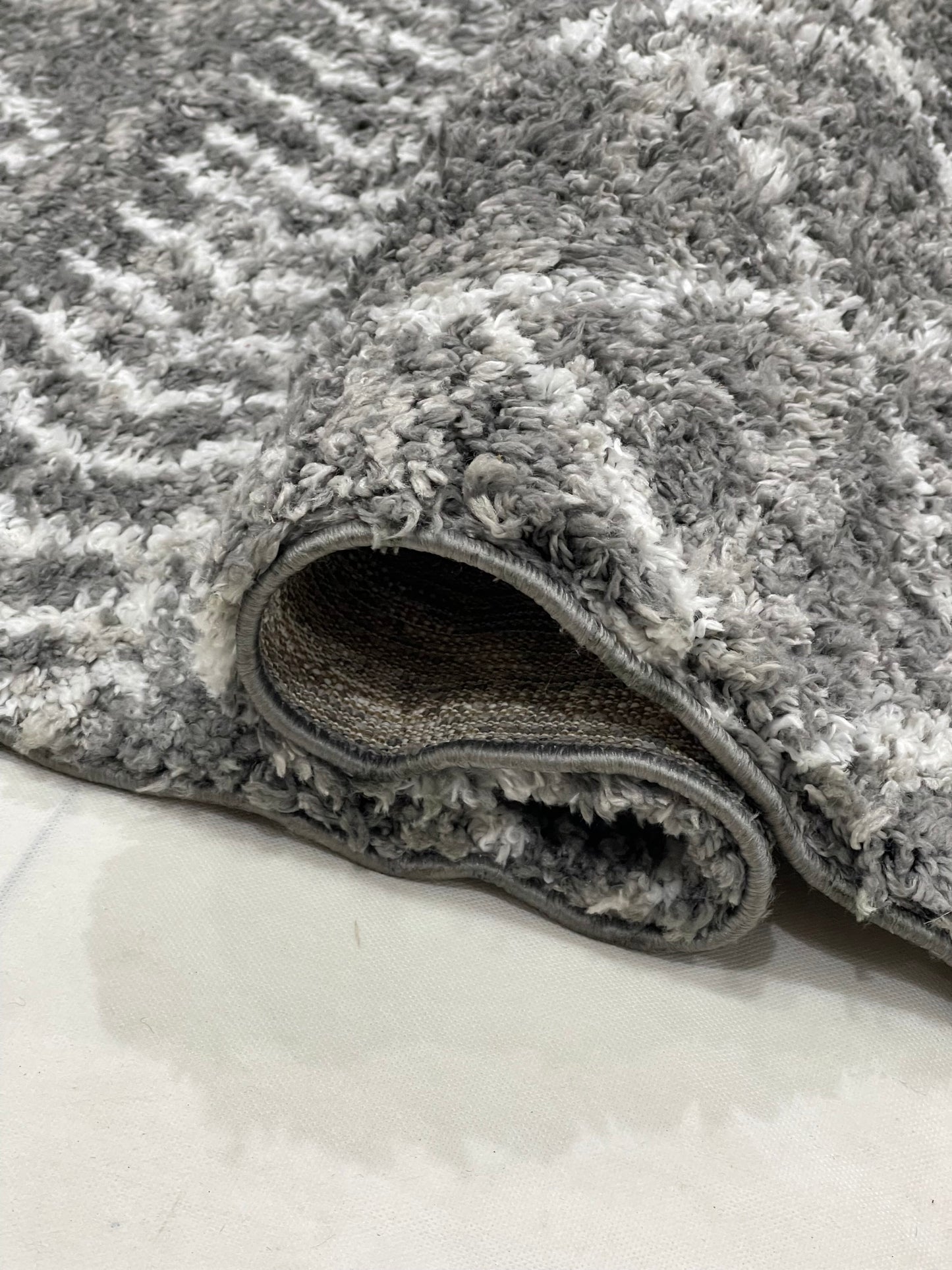 Turkish Shaggy Rug With Woven Back.  Size : 5 Ft Width x 7.3 Ft Length (160cm x 220cm) Article-11-Grey