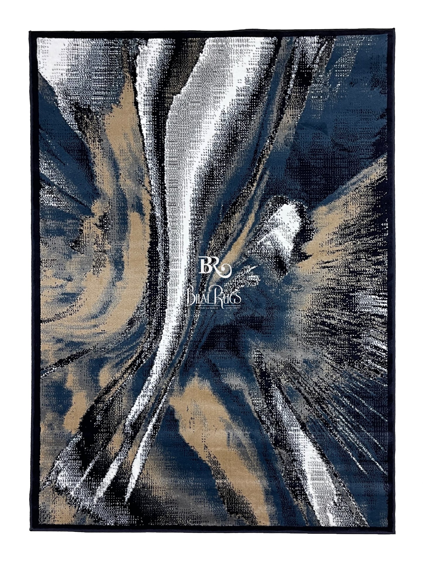 Modern polypropylene Rug,back woven(Article-1777-Blue) Size : 5 ft width x 7.3 ft length ( 150 cm x 220 cm)