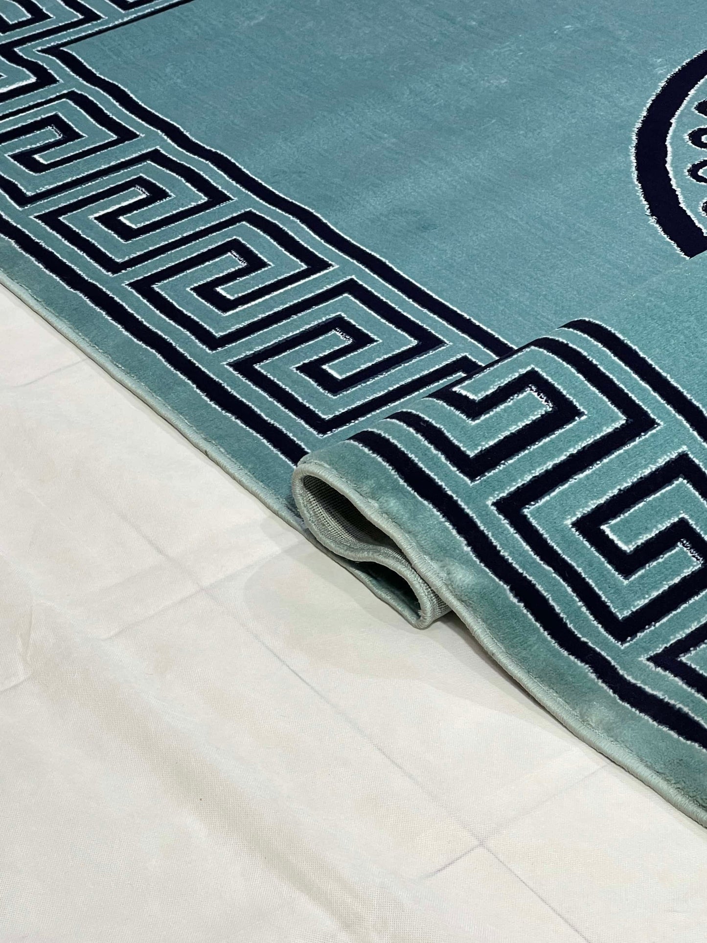 Versace polypropylene Rug,back woven(Article-177-Feroze)
Size : 6.6 ft width x 9.6 ft length (200cm x 290cm)