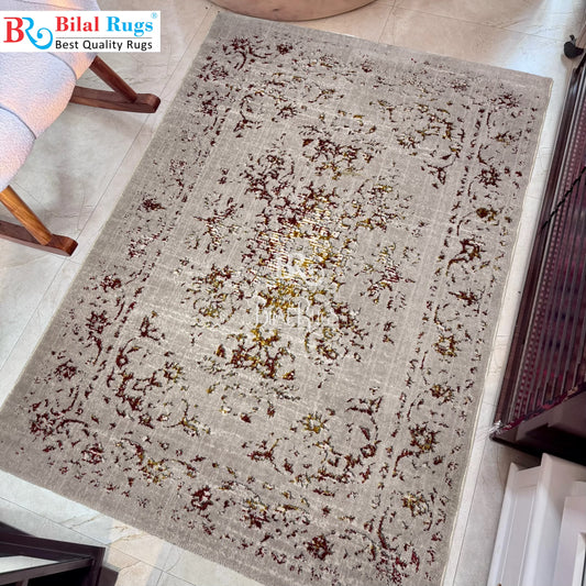 Irani viscose Rug , Woven Back Article-306-Red Size : 3 ft width x 5 ft length (100 cm x 150cm)