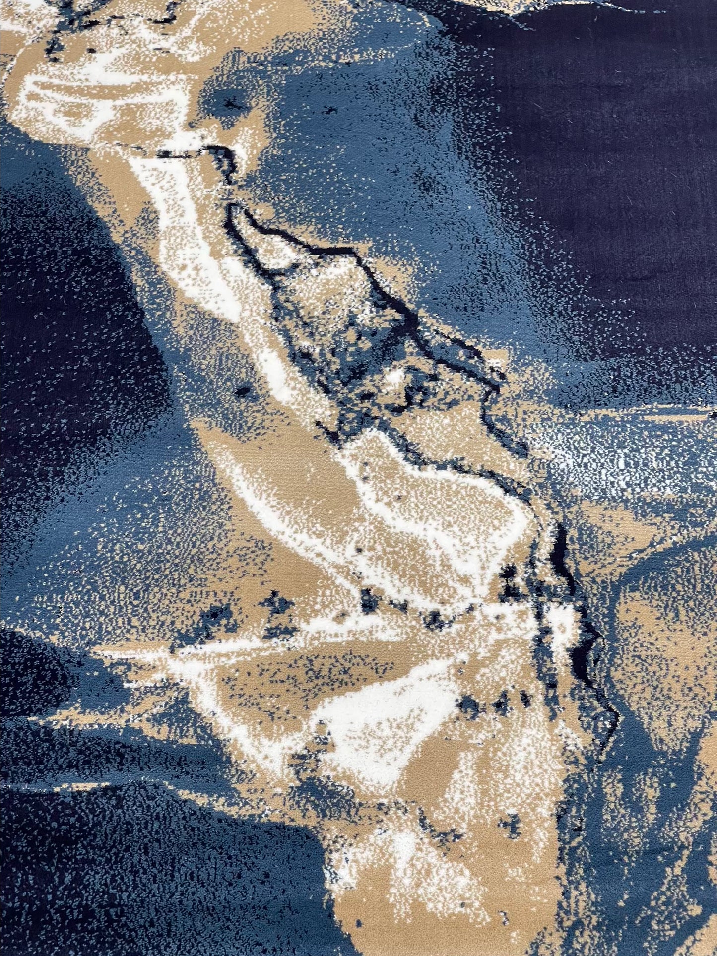 Modern polypropylene Rug,back woven(Article-1056-Blue) Size : 5ft width  x 7.3ft length (150cm x 220cm)