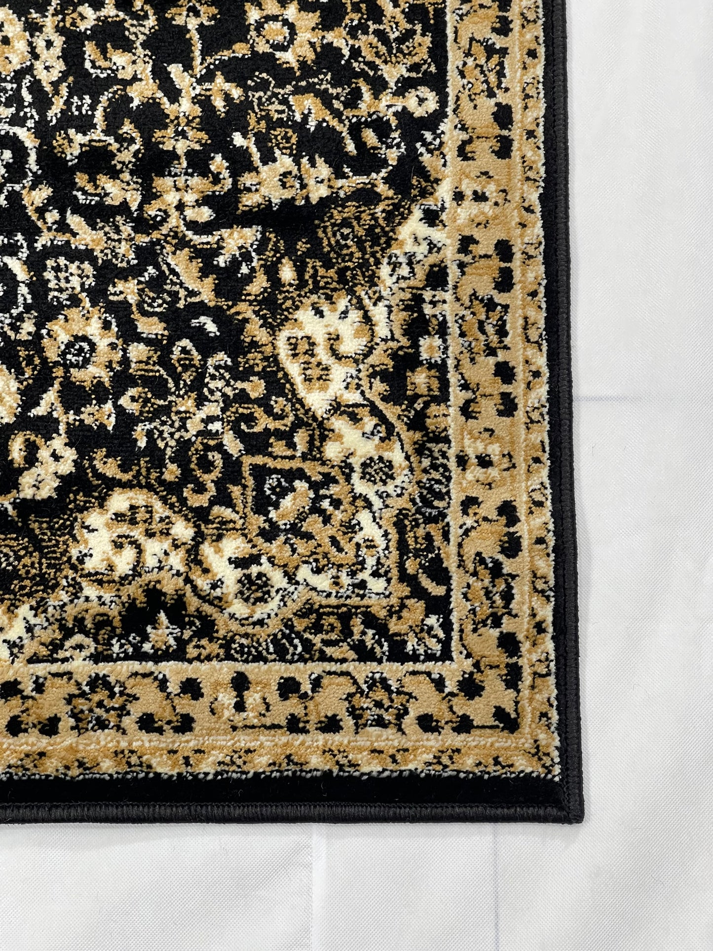 Black Persian Polypropylene Woven Rug.  Size : 2.6 ft width x 6.6 ft length  (80 cm x 200cm)