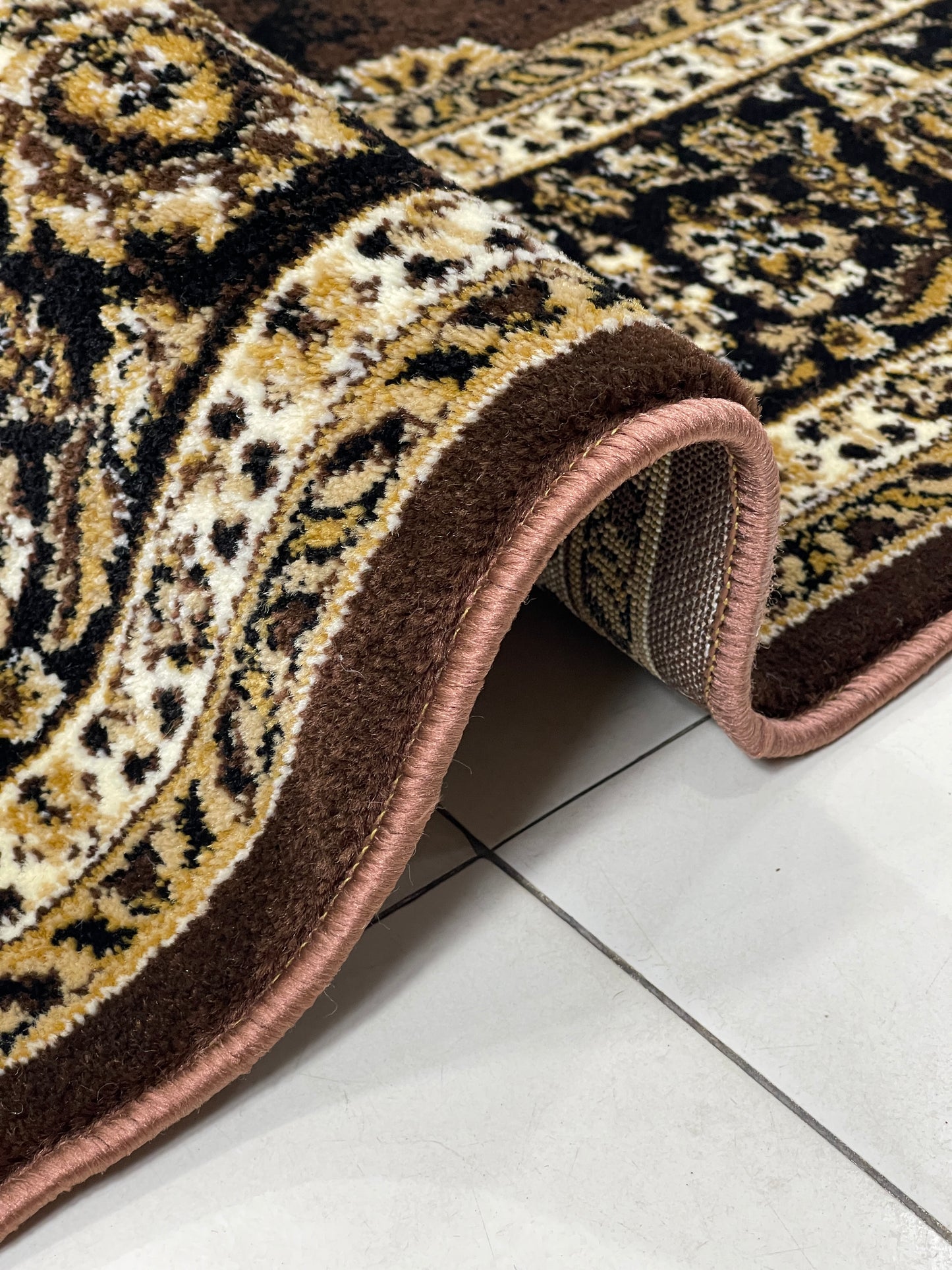 Persian polypropylene Rug,back woven(Article-42-Brown)