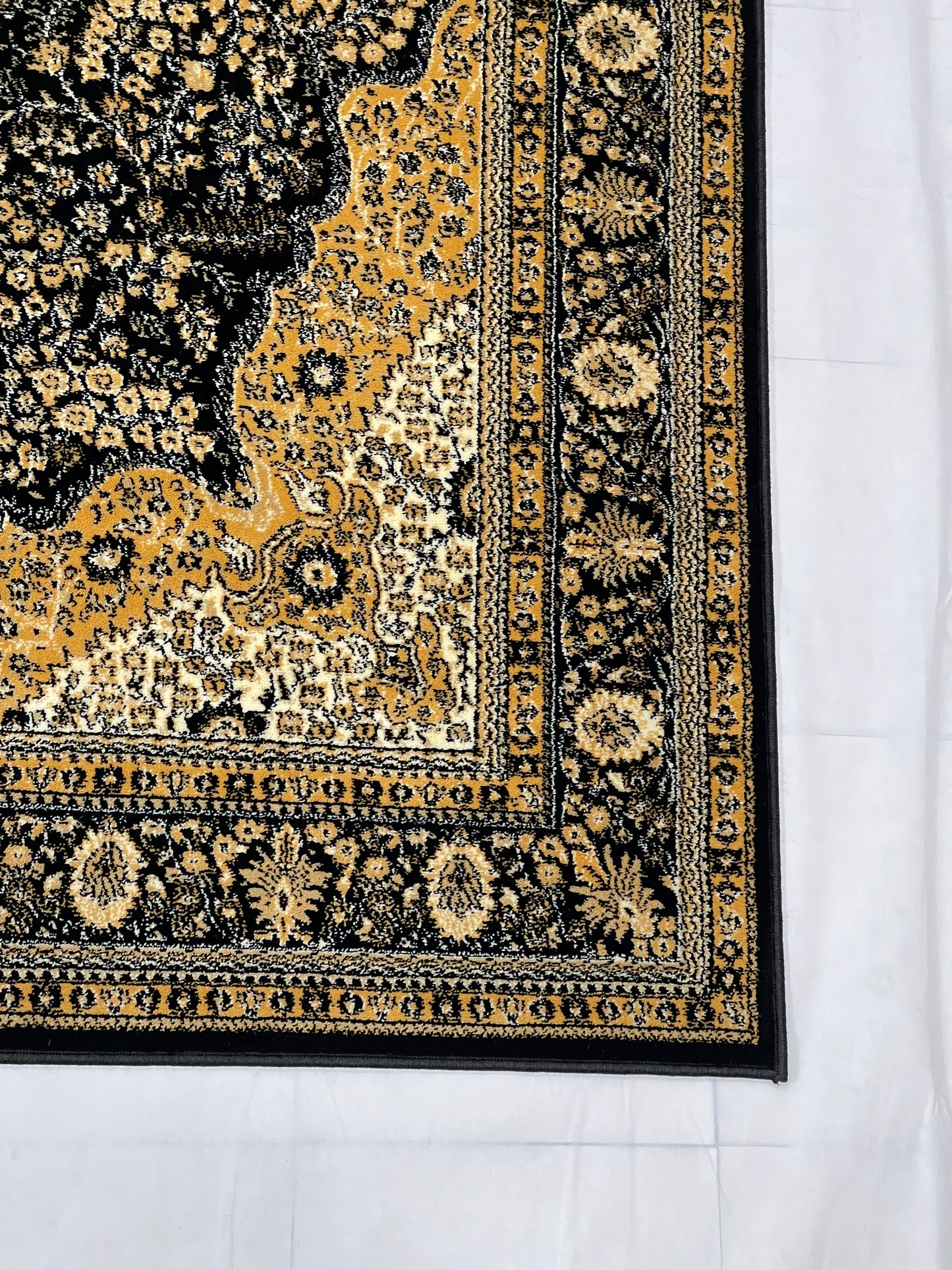 Persian polypropylene Rug,back woven(Article-25-Black) Size : 6.6 ft width x 9.6 ft length (200cm x 290cm)