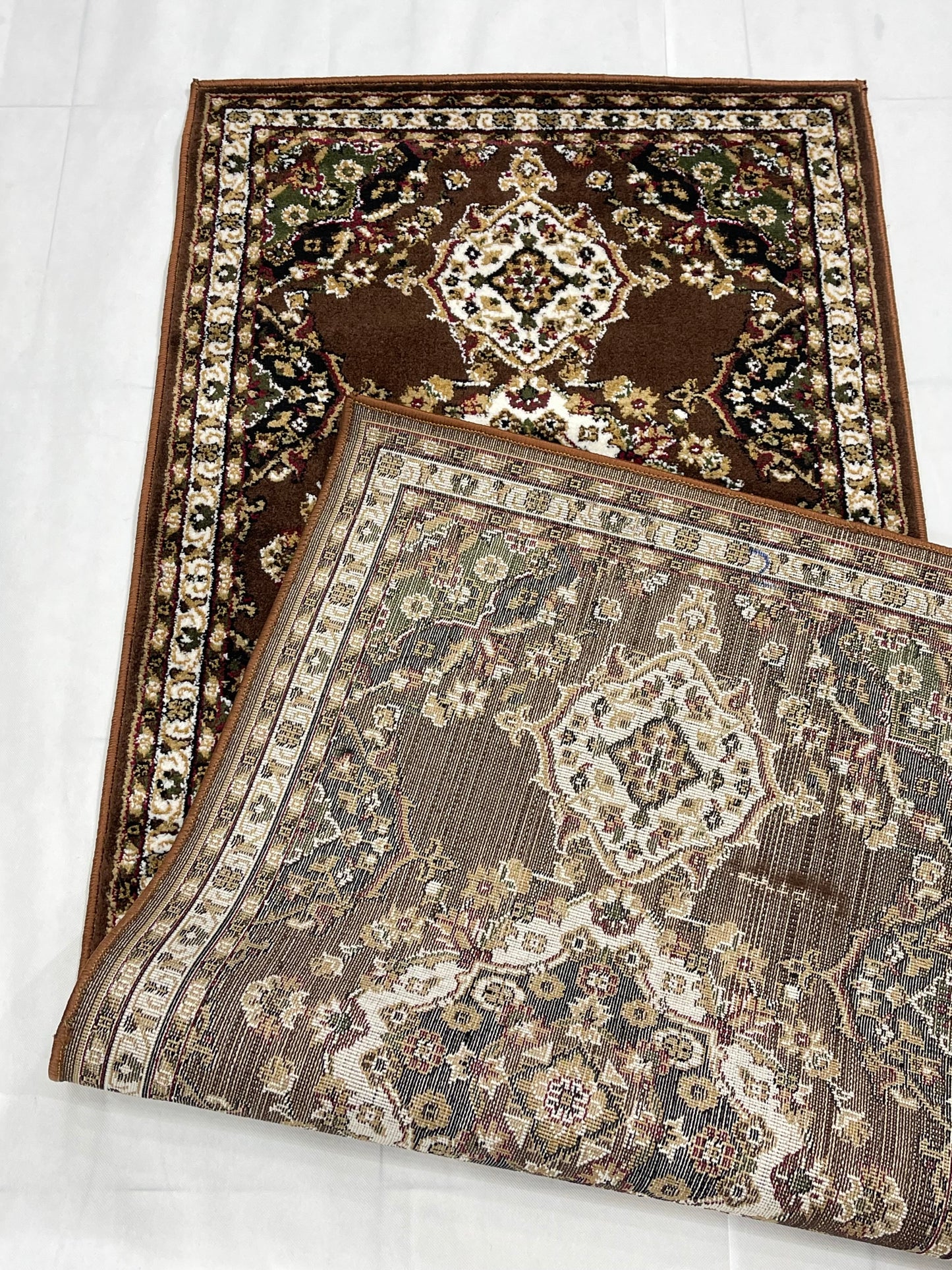 Brown Persian Polypropylene Woven Rug.
 Size : 2.6 ft width x 6.6 ft length
 (80 cm x 200cm)