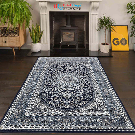 Persian polypropylene Rug,back woven(Article-22-Blue)
Size : 6.6 ft width x 9.6 ft length (200cm x 290cm)