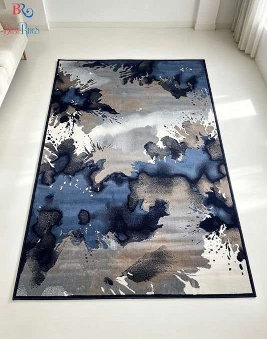 Modern polypropylene Rug,back woven(Article-556-Dark Blue)