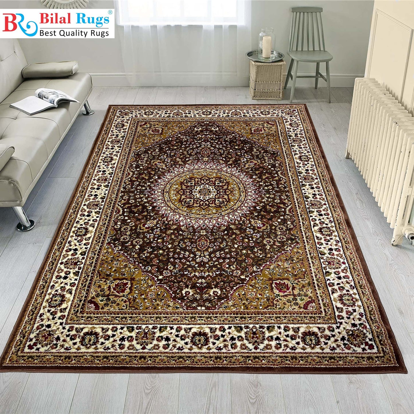 Persian polypropylene Rug,back woven(Article-344-Brown)
Size : 5ft width  x 7.3ft length (150cm x 220cm)