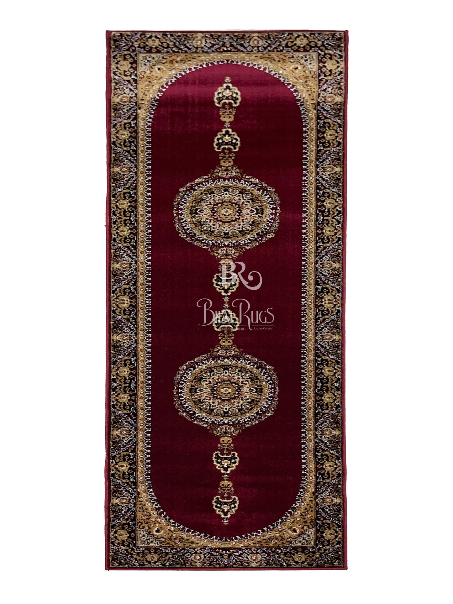 Red Persian Polypropylene Woven Runner.
 Size : 2.6 ft width x 9.6 ft length
 (80 cm x 290cm)