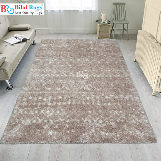 Turkish Shaggy Rug With Woven Back.  Size : 5 Ft Width x 7.3 Ft Length (160cm x 220cm) Article-06-Pink