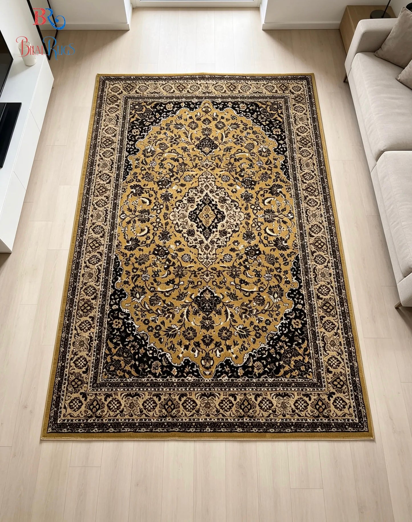 Persian polypropylene Rug,back woven(Article-01-Gold)