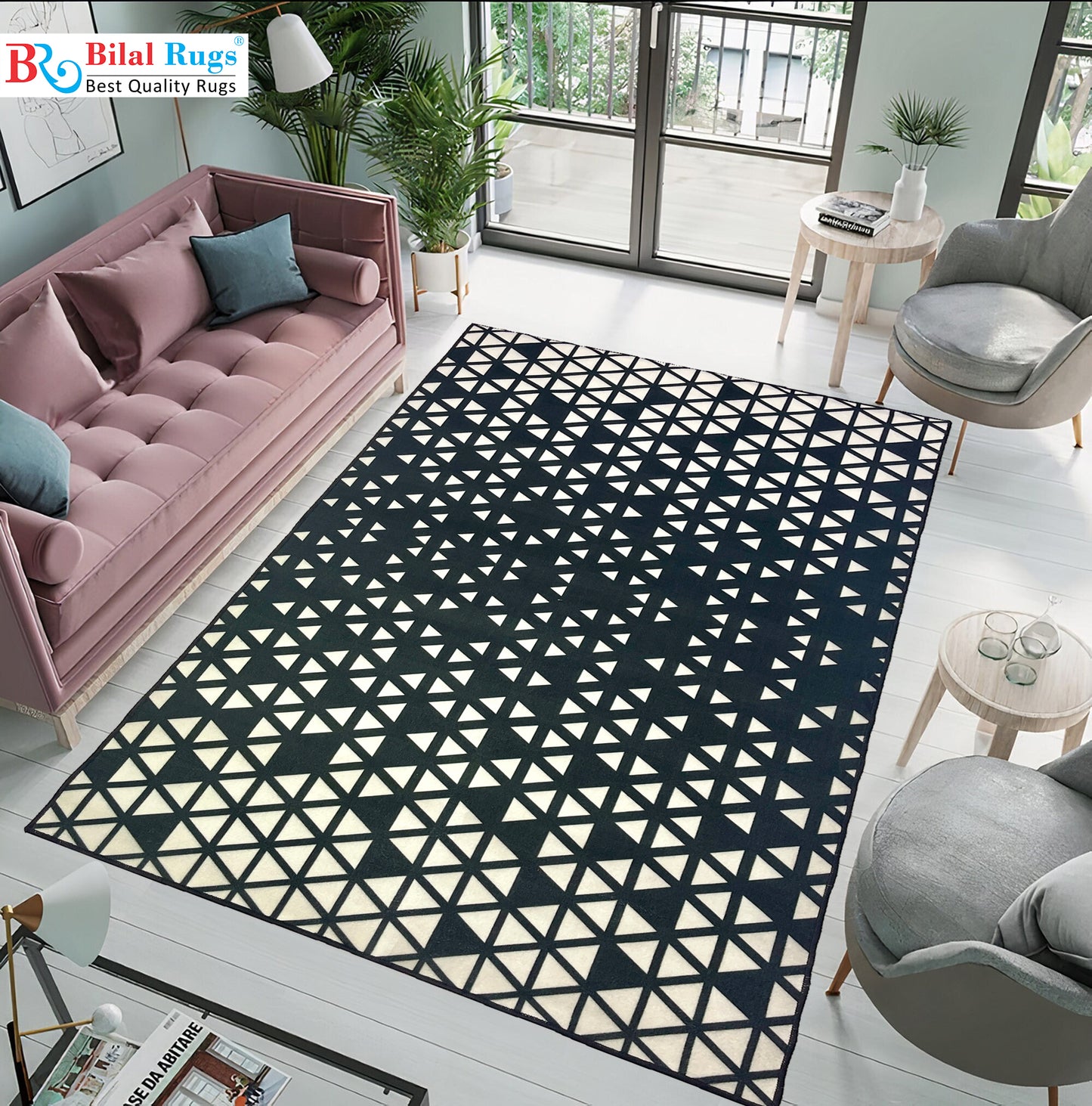 Modern Non-Woven TPR Anti Slip Rug.
Size : 5ft width  x 7.8ft length (150cm x 230cm)
Article-2701-Off white
