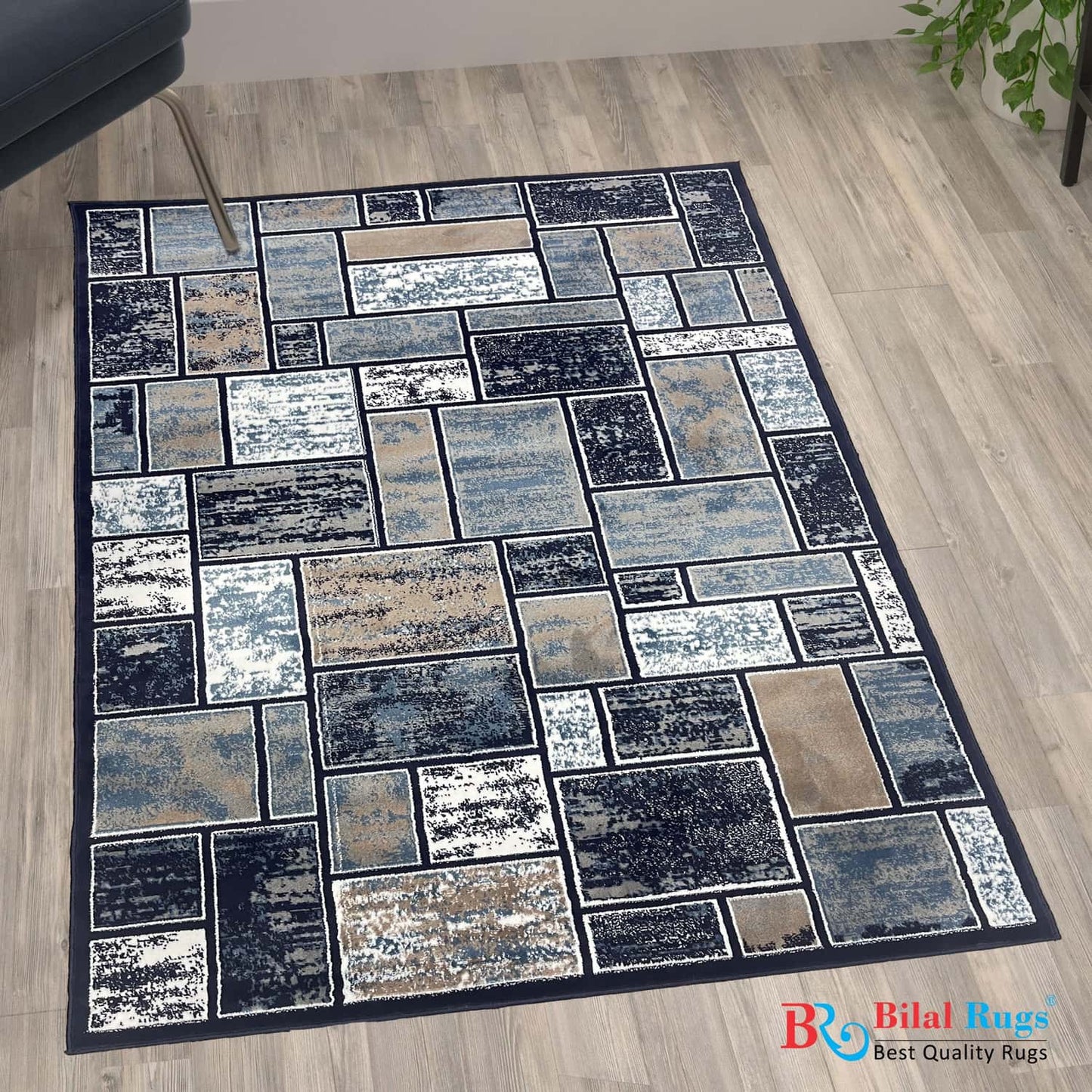 Modern polypropylene Rug,back woven(Article-670-Blue)
Size : 5ft width  x 7.3ft length (150cm x 220cm)