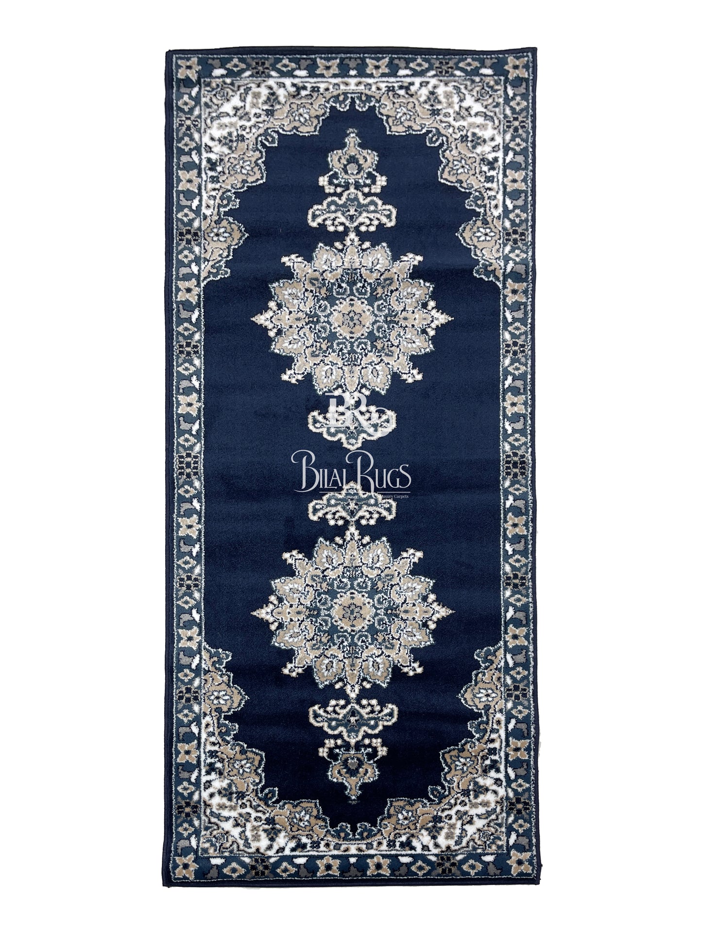 Blue Persian Polypropylene Woven Rug.
 Size : 2.6 ft width x 6.6 ft length
 (80 cm x 200cm)
