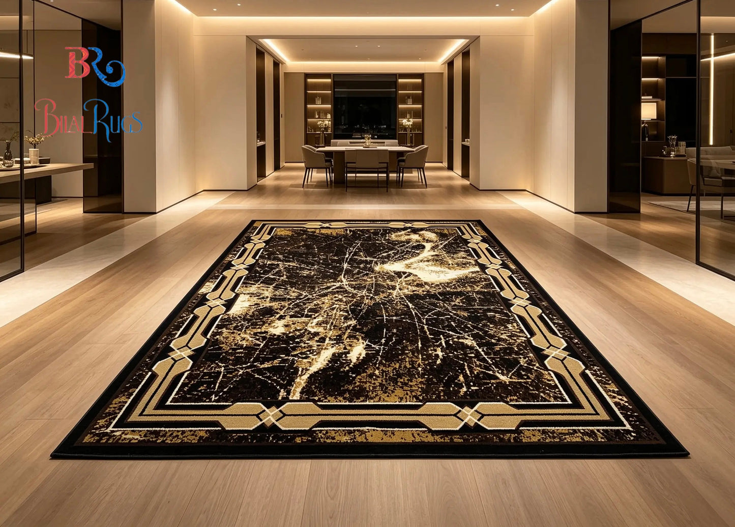Modern polypropylene Rug,back woven(Article-232-Black)