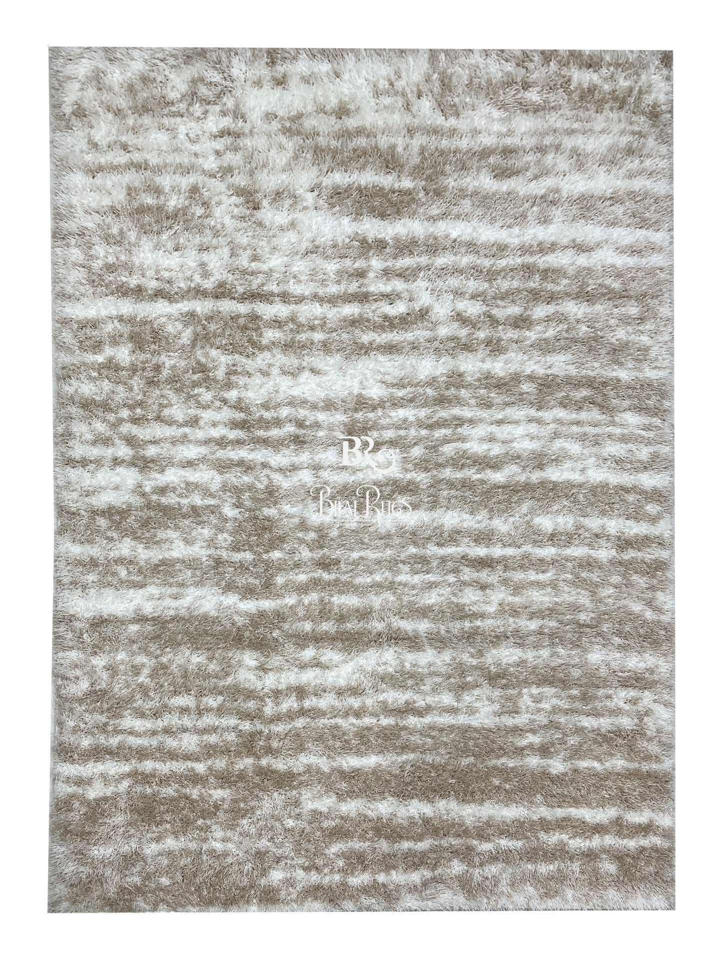 Turkish Shaggy Rug With Woven Back.  Size : 5 Ft Width x 7.3 Ft Length (160cm x 220cm) Article-10-Off White, Beige