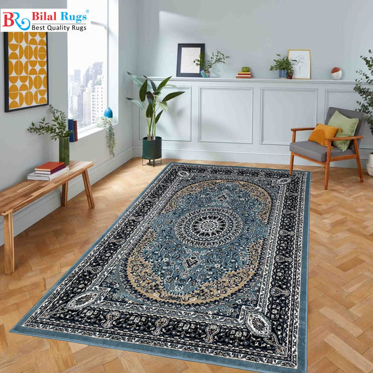 Persian polypropylene Rug,back woven(Article-22-Feroze)
Size : 5ft width  x 7.3ft length (150cm x 220cm)