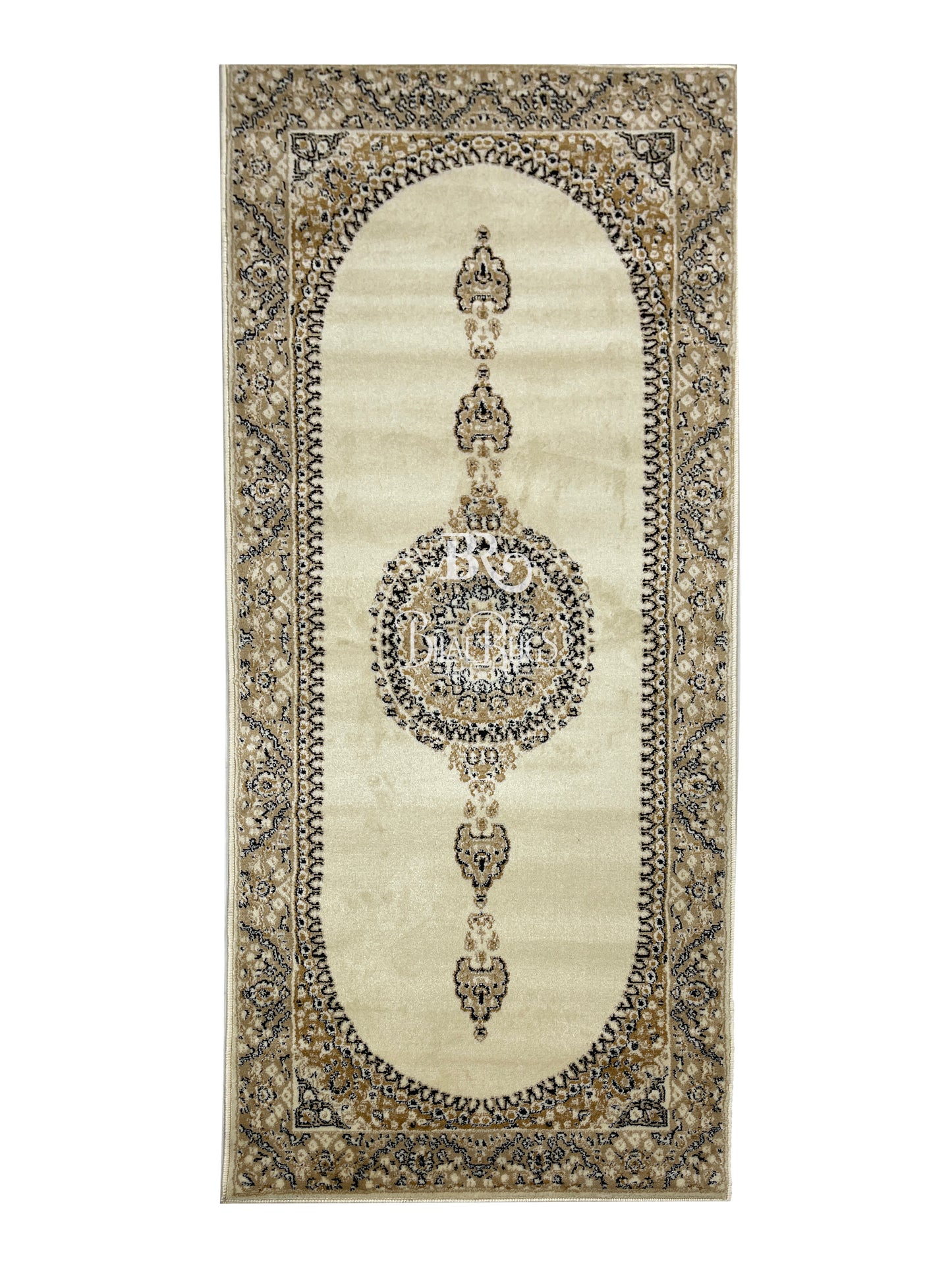 Off white Persian Polypropylene Woven Rug.
 Size : 2.6 ft width x 6.6 ft length
 (80 cm x 200cm)