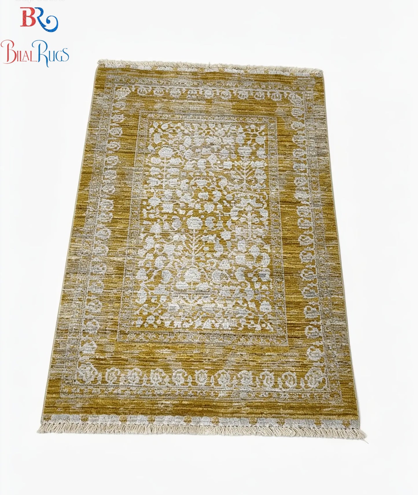 Turkish viscose Rug , Woven Back
Article-313-Yellow 
Size : 3 ft width x 5 ft length (100 cm x 150cm)