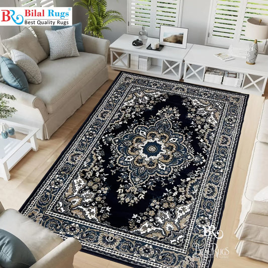 Persian polypropylene Rug,back woven(Article-35-Blue )
Size : 5ft width  x 7.3ft length (150cm x 220cm)