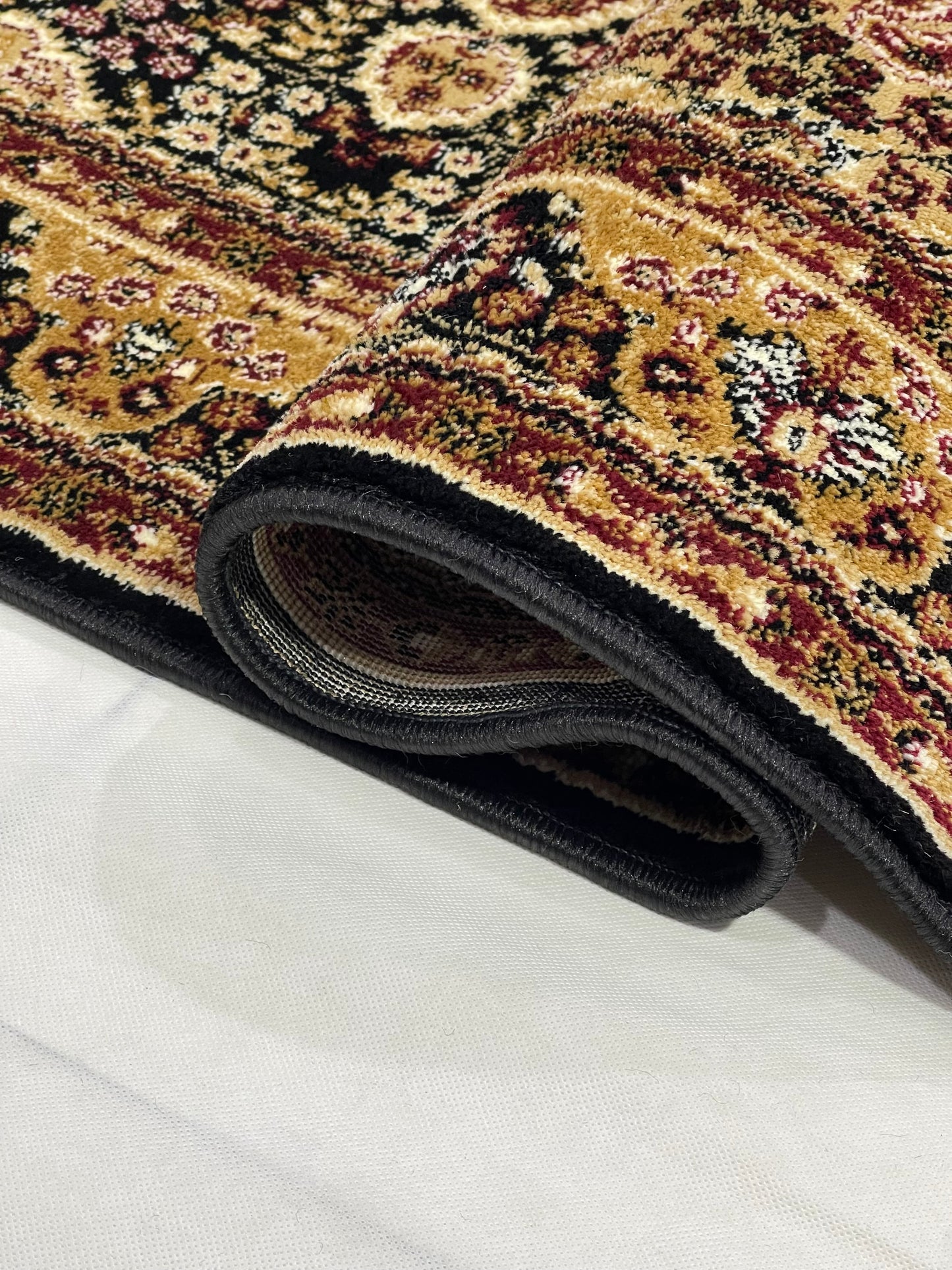 Persian Polypropylene Rug,Woven Back (Article-25-Black,Red)