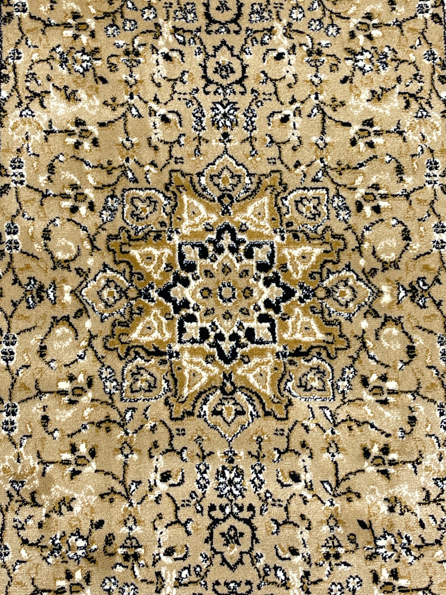 Beige  Persian Polypropylene Woven Rug.  Size : 2.6 ft width x 6.6 ft length  (80 cm x 200cm)