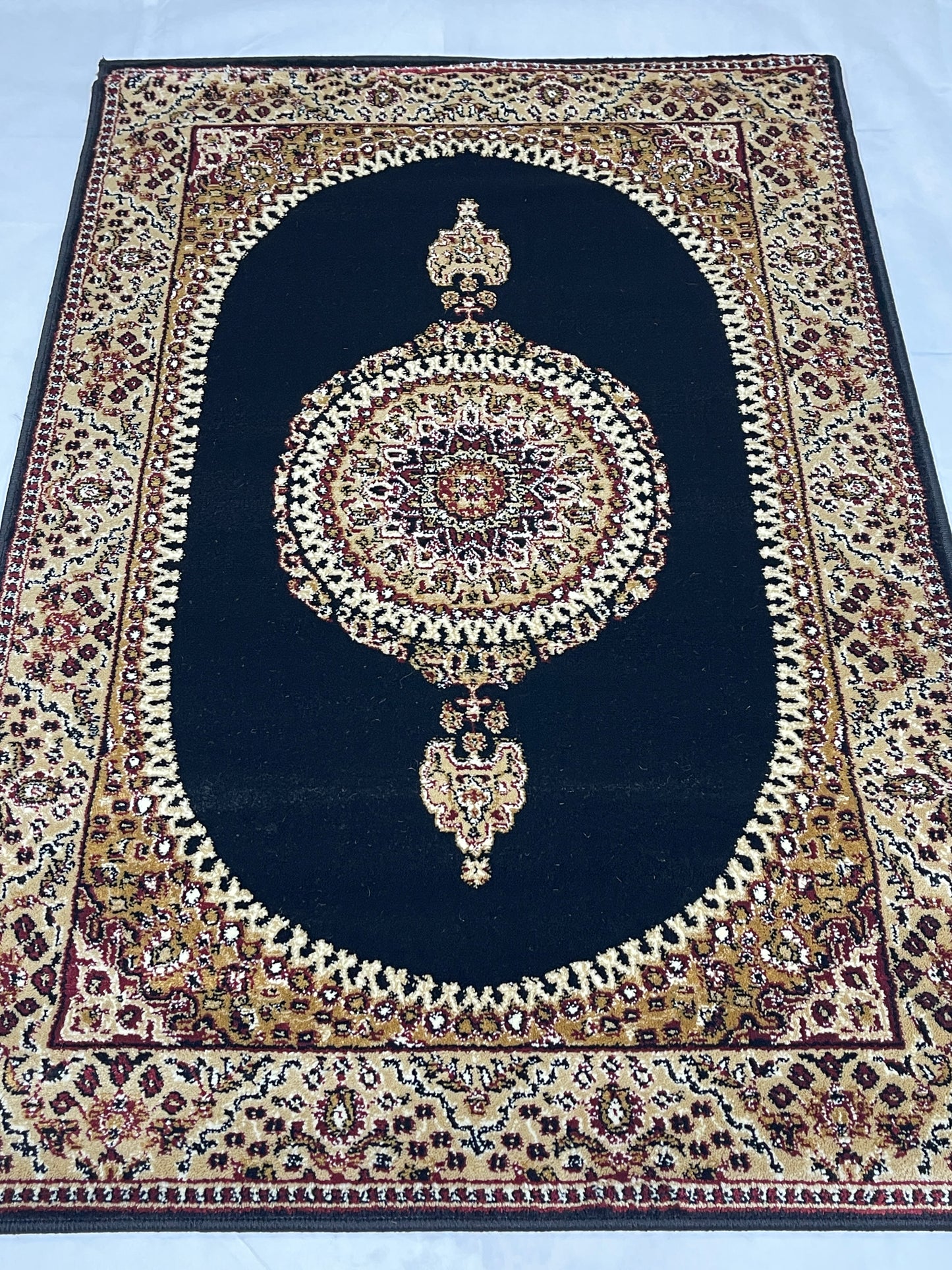 Persian Polypropylene Rug,Woven Back (Article-22-Black) Size : 3 ft width x 5 ft length (100cm x 150 cm)
