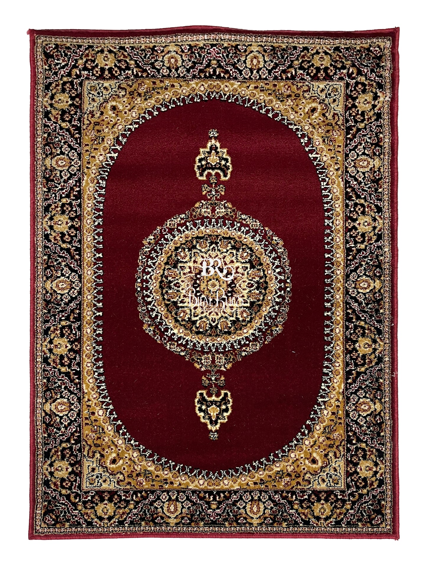 Persian Polypropylene Rug,Woven Back (Article-22-Red) Size : 3 ft width x 5 ft length (100cm x 150 cm)