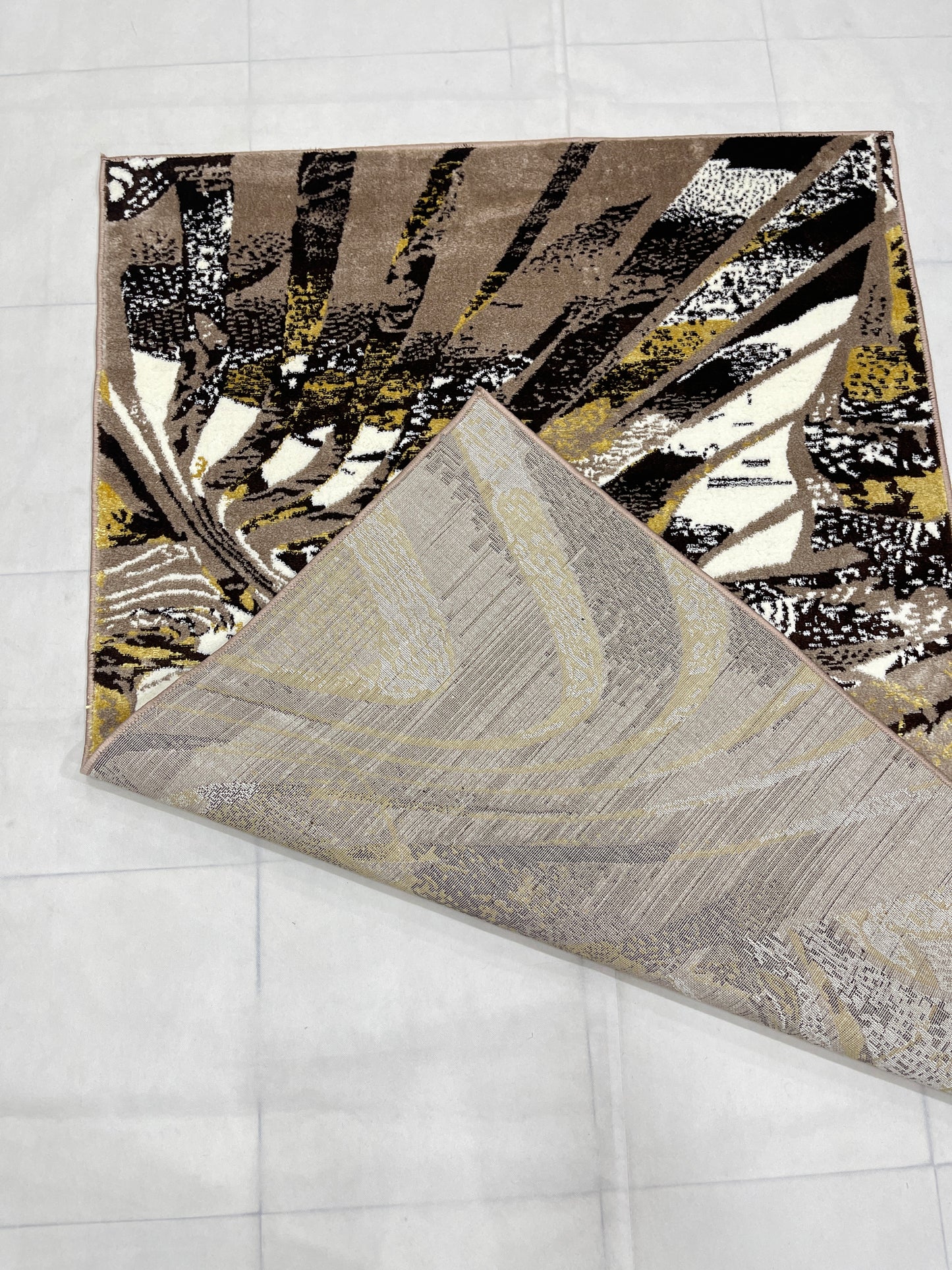 Polyester Silk Woven Rug.(Article-1564-Beige) Size : 4 ft width x 5.6 ft length