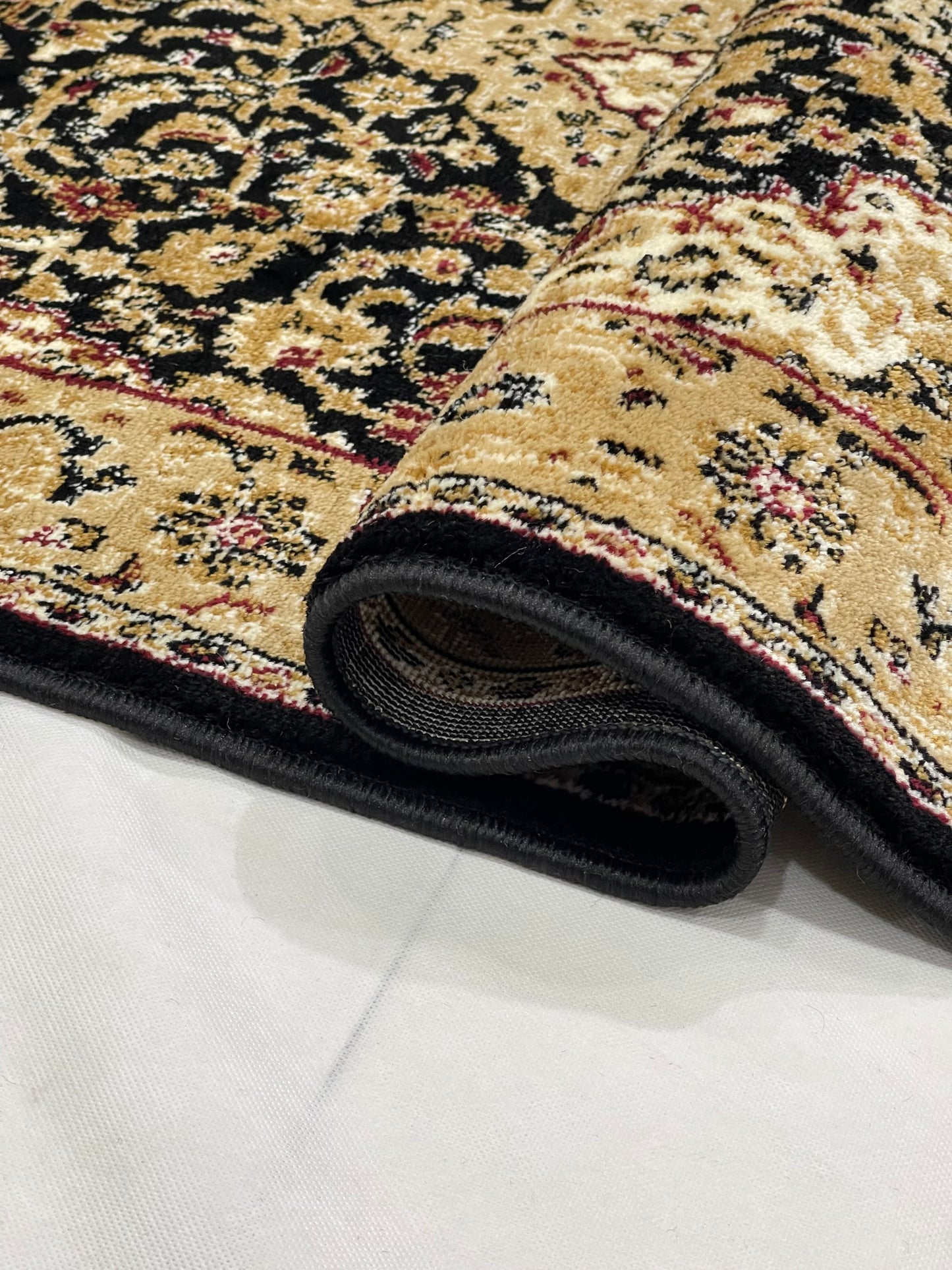 Persian Polypropylene Rug,Woven Back (Article-01-Black) Size : 3 ft width x 5 ft length (100cm x 150 cm)