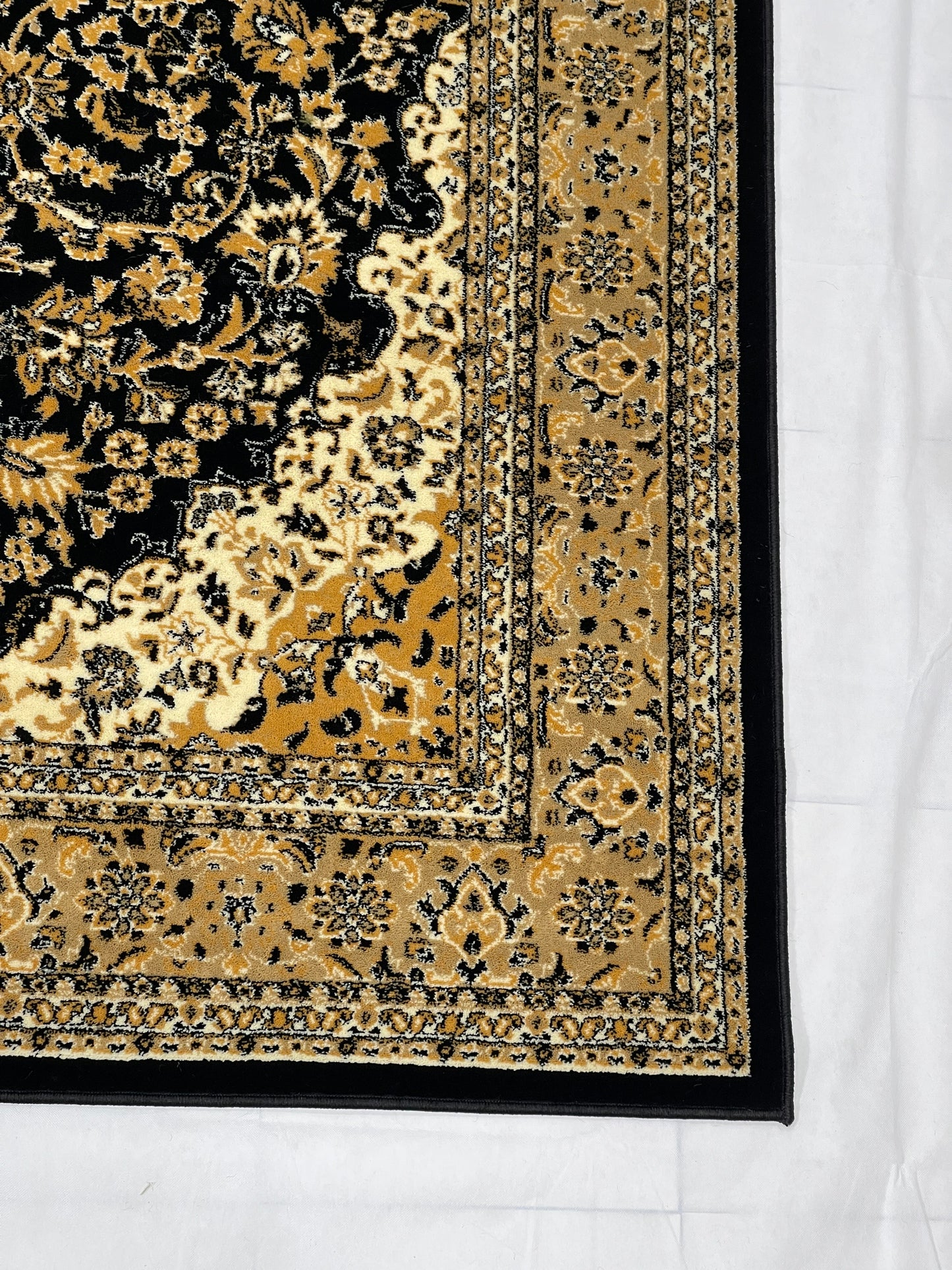 Persian polypropylene Rug,back woven(Article-01-Black) Size : 6.6 ft width x 9.6 ft length (200cm x 290cm)