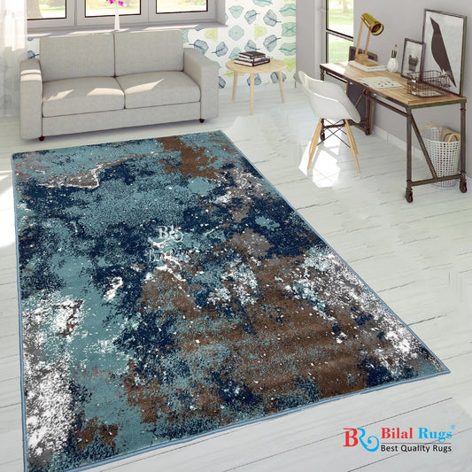 Modern Polypropylene Rug,back woven(Article-1443-Feroze) Size : 4 ft width x 5.6 ft length (120 cm x 170 cm)