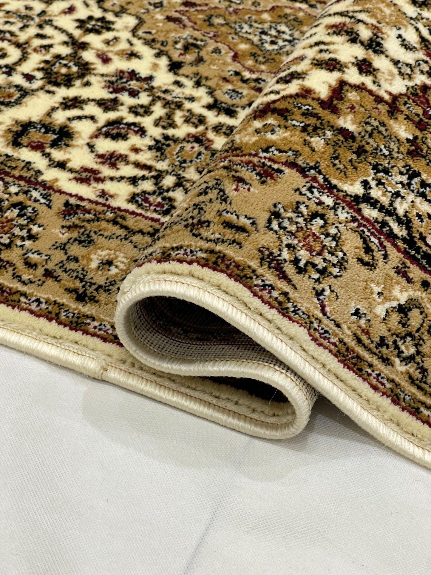 Persian Polypropylene Rug,Woven Back (Article-01-Off White) Size : 3 ft width x 5 ft length (100cm x 150 cm)