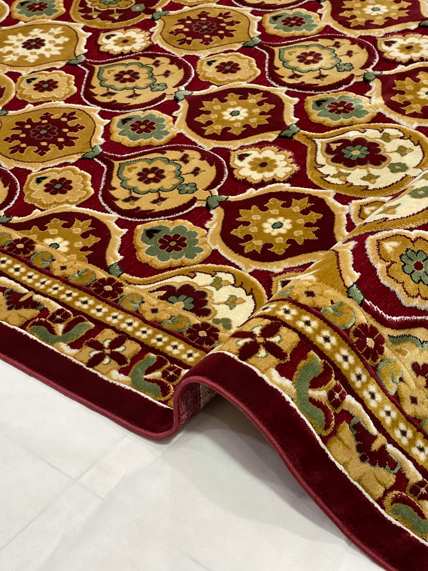 Turkish Silk Embossed Rug,back woven(Article-1029-Red )
Size : 6.6 ft width x 9.6 ft length(200cm x 290cm)