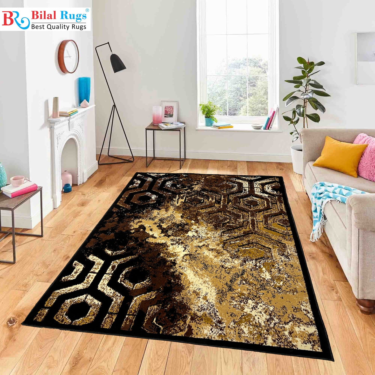 Modern polypropylene Rug,back woven(Article-663-Black)