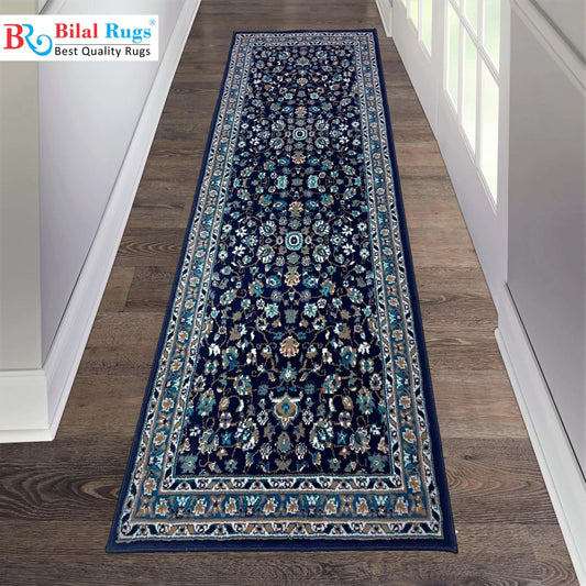 Blue Persian Polypropylene Woven Rug.
 Size : 2.6 ft width x 6.3 ft length
 (80 cm x 200cm)