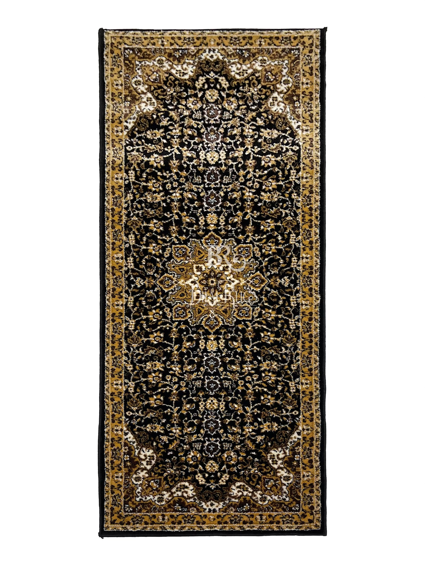 Black Persian Polypropylene Woven Runner.
Size : 2.6 ft width x 6.6 ft length 
( 80 cm x 200cm)