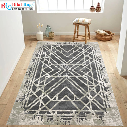 Irani Vintage Woven Rug.  Article -2080-Off White,Grey Size: 6.6 ft width x 9.6 ft length (200cm x 290cm)