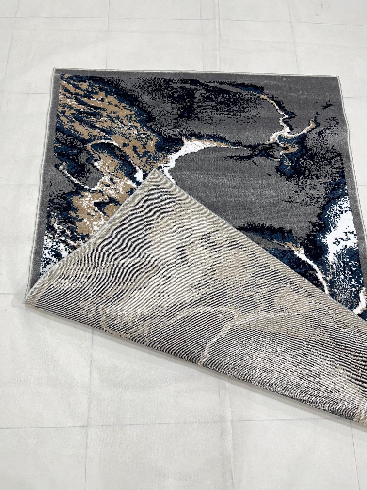 Modern Polypropylene Rug,back woven(Article-1443-Grey) Size : 4 ft width x 5.6 ft length (120 cm x 170 cm)