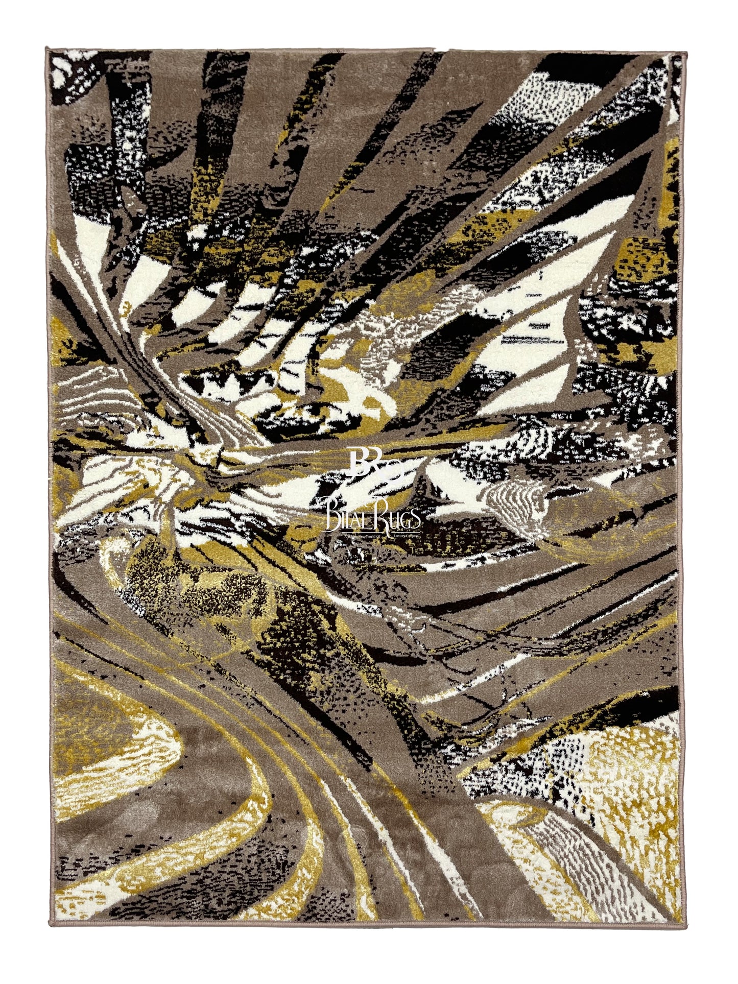 Polyester Silk Woven Rug.(Article-1564-Beige) Size : 4 ft width x 5.6 ft length