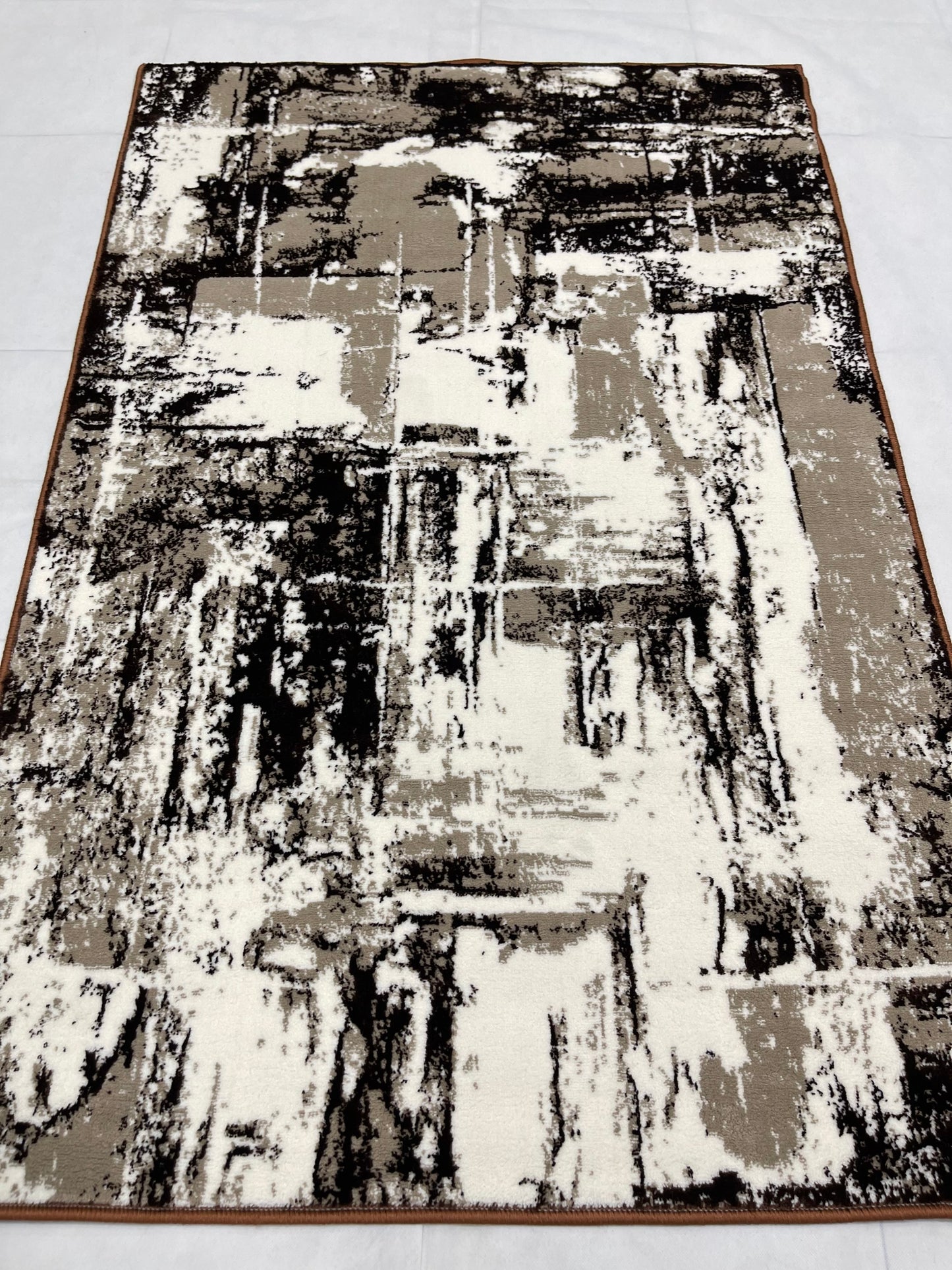 Polyester Silk Woven Rug.(Article-1453-Brown) Size : 3 ft width x 5 ft length ( 100cm x 150cm)