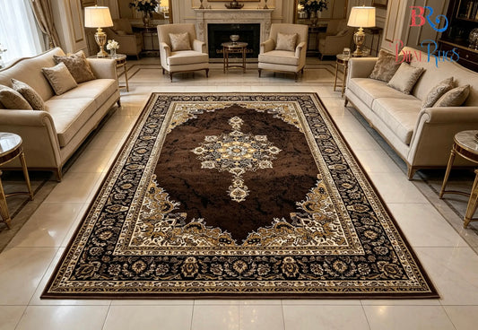 Persian polypropylene Rug,back woven(Article-42-Brown)