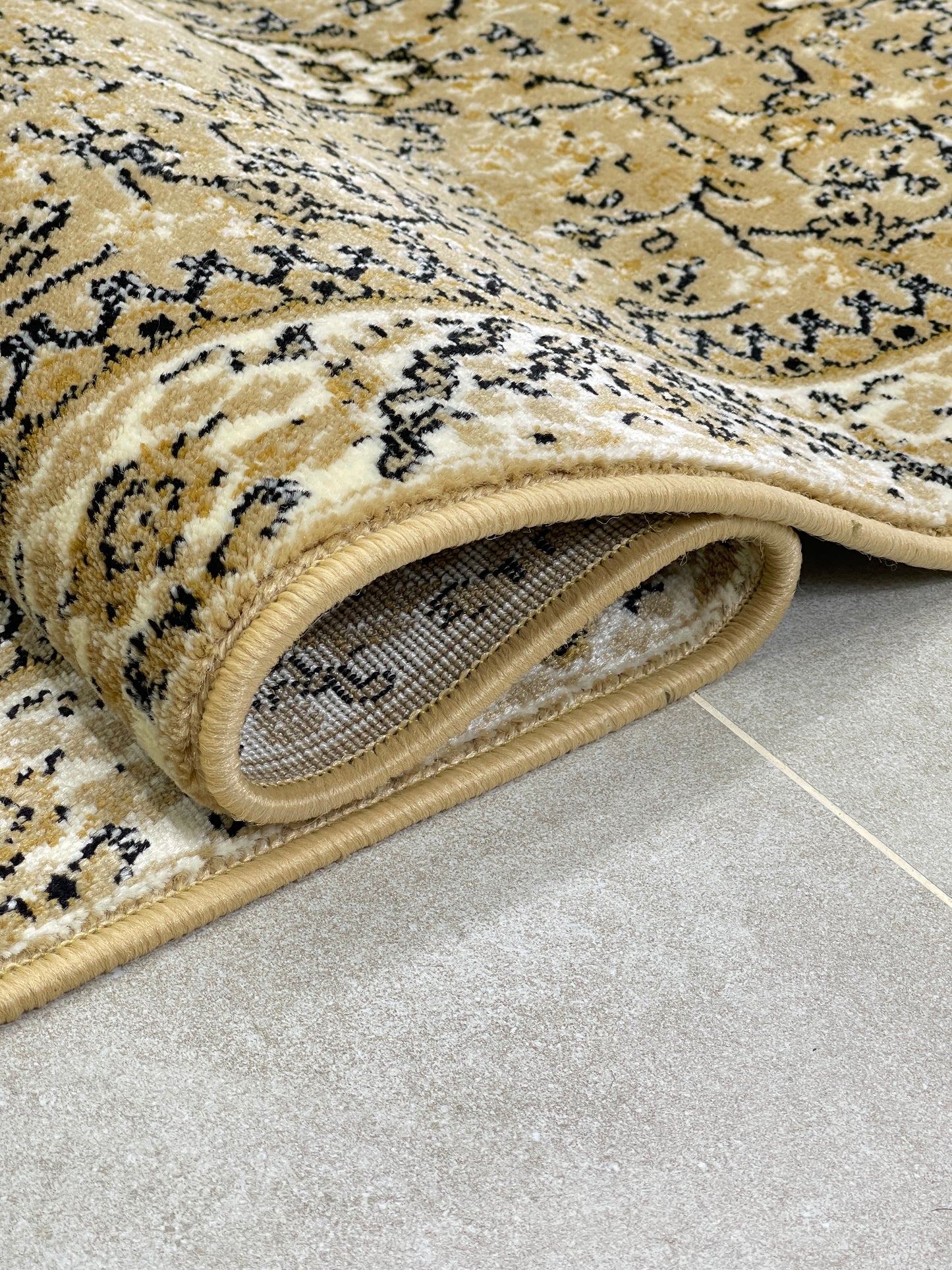 Beige Polypropylene Woven Rug.  Size : 2.6 ft width x 6.6 ft length  (80 cm x 200cm)