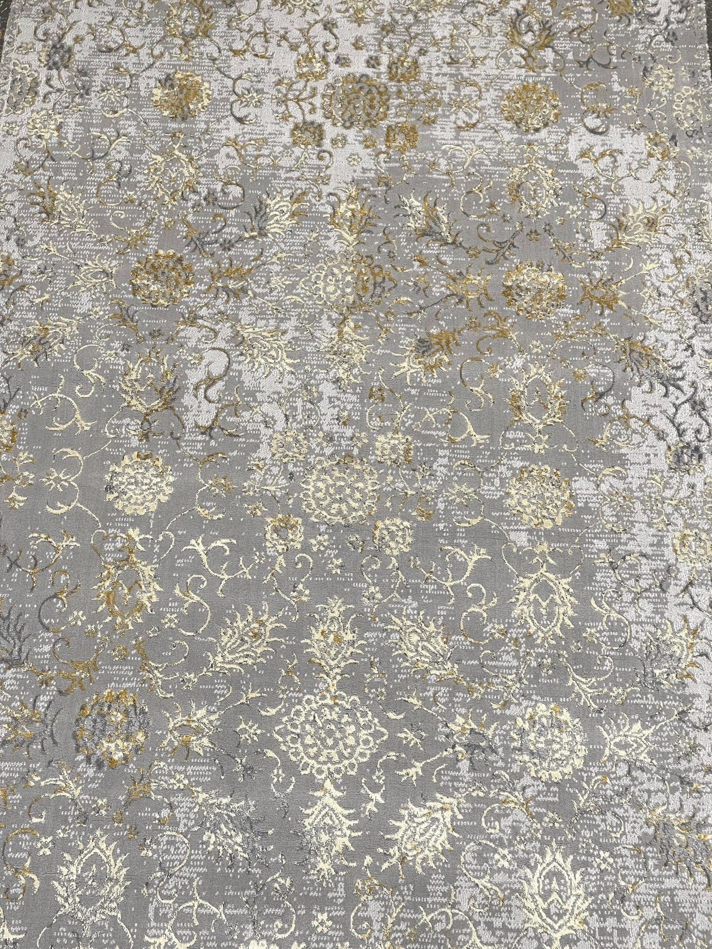 New Turkish Silk (Surya A) 
Size: 6.6 ft width x 9.6 ft length (200cm x 290cm)
Article -622- Grey & Beige
