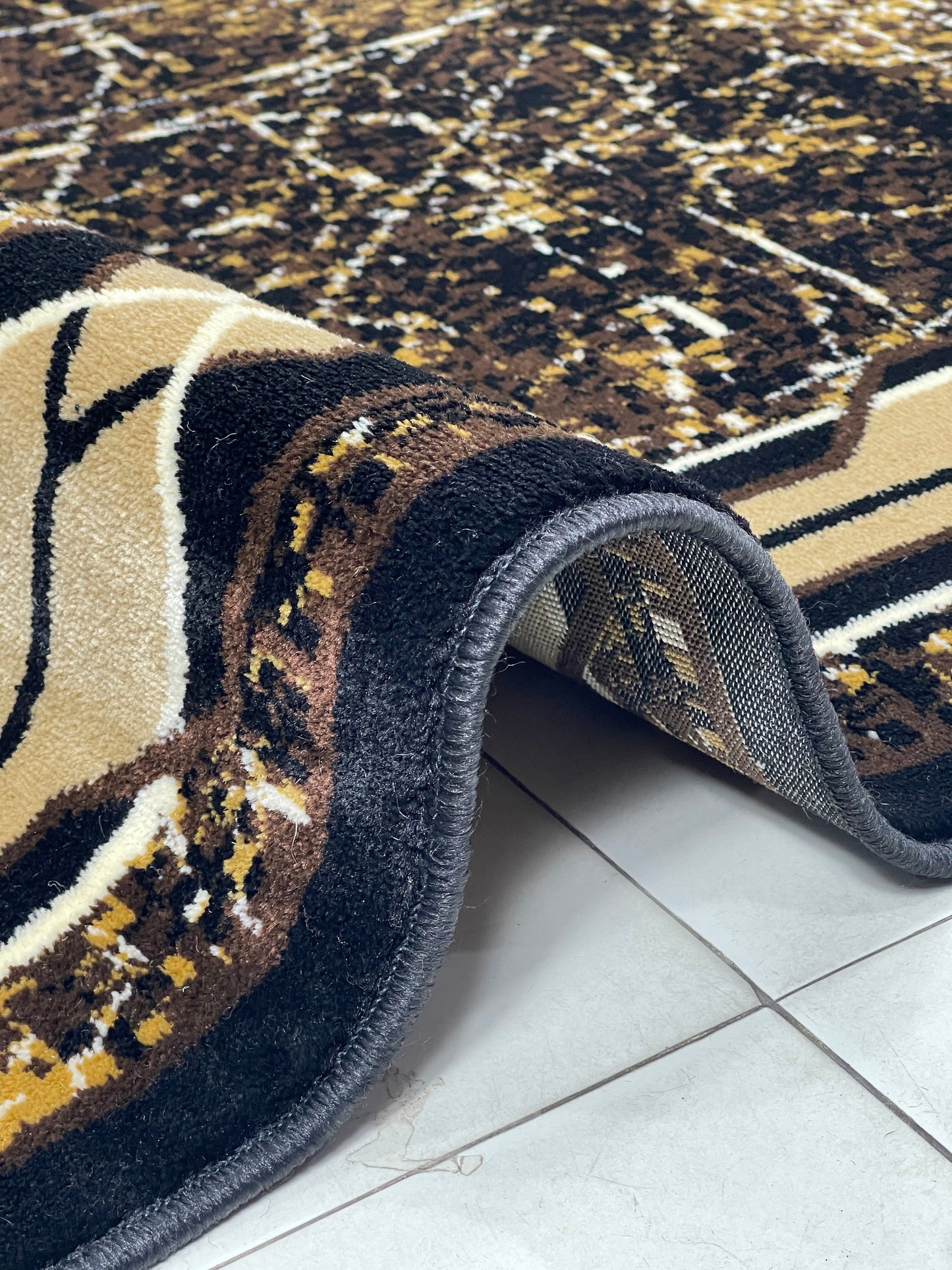 Modern polypropylene Rug,back woven(Article-232-Black)